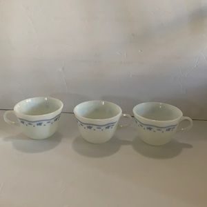 Pyrex set of 3 cups blue white vintage replacement RARE HTF EXCELLENT